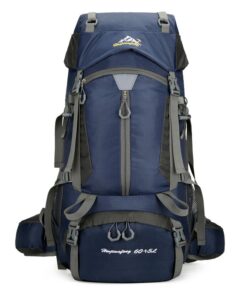 75L Mountain Hiking Camping Backpack Bag with Rain Cover outdoor Dark blue