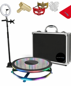 80cm 360 Tempered Glass Photo Booth with Remote Control & Ring Light
