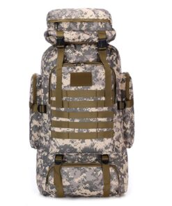 80L Large Survival Tactical Hunting Waterproof Hiking Backpack - City Camo