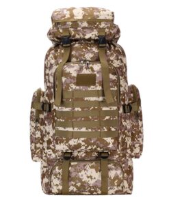 80L Large Survival Tactical Hunting Waterproof Hiking Backpack - Desert Camo