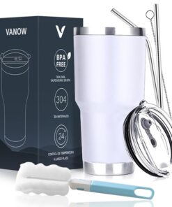 850ml Tumbler Stainless Steel Vacuum Insulated Coffee Cup with Lid&Straw - white - 410.0 g