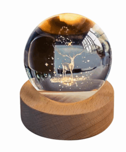 8cm 3D Crystal Ball Night Lamp, USB Powered Glass Ball - The Deer
