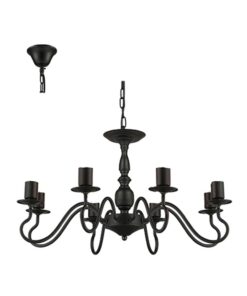 8LT Chandelier Black E27 8x40w