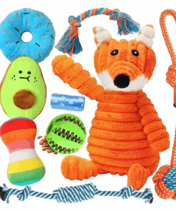 9 Pack Puppy Toys for Teething Dog Rope Chew Toys Squeaky Fox Treat Ball