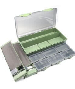 9 Piece Carp Fishing Tackle Box with 2 Rig Holders & 28 Pins