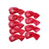 9 Piece Soft PU Leather Golf Iron Headcovers Golf Club Protector - Red