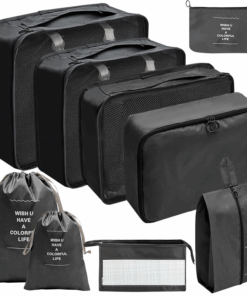 9 Pieces Travel Luggage Packing Organizers Waterproof Travel Essentials Bag