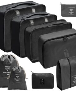 9 Pieces/Set Luggage Suitcase Packing Cubes Organizers for Travel - Black
