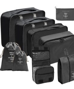 9 Pieces/Set Packing Cubes Luggage Packing Organizers for Travel - Black