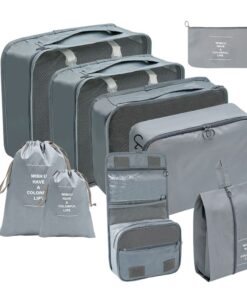 9 Pieces/Set Packing Cubes Luggage Packing Organizers for Travel - Grey