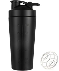 900ml Shaker Bottle with Ball Sports Fitness Protein Shaker with Scale - Black