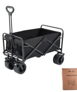 90cmx47cm Double Brake Folding Camping Cart Wagon With 10cm Wheels
