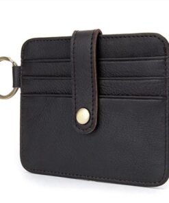 9204 Double Sided Genuine Leather Cowhide Leather Card Wallet Holder - Black