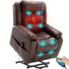 Electric Powerlift Massage Recliner Chair Sofa Couch Armchair Lounger - Brown