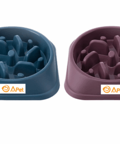 A-PET Slow Feeder Pet Bowl Combo 2 Pack Small to Medium Pet Wet or Dry Food - Blue, Purple