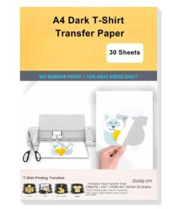 A4 Dark T-Shirt Transfer Paper 30 Sheets - White