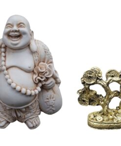 Aankopen - Laughing, Money & Wealth Buddha Statue 14cm with Money Tree 8cm