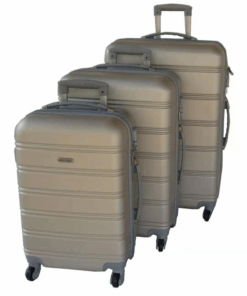 ABS 3-Piece Luggage Set with Spinner Wheels & Built-In Lock - Gold