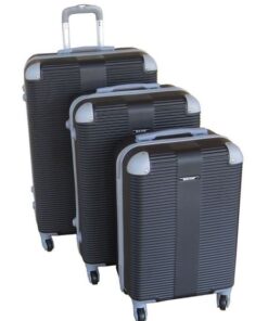 ABS Hard-Shell Spinner Luggage Set - Durable, Nested Storage - Black - 3-Piece