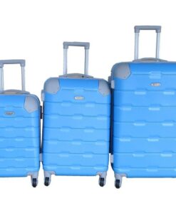 ABS Luggage Set-Blue, Durable Shell,360 Wheels, Telescopic Handle - 3-Piece