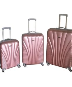 ABS Luggage Set-Durable, Lightweight, with Spinner Wheels - Rose Gold - 3-Piece