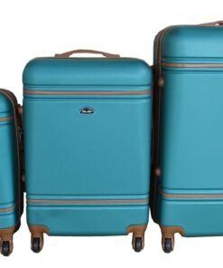ABS Luggage Set with Spinner Wheels and Combination Lock - Dark Green - 3-Piece