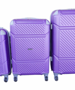 ABS Material Spinner Wheels Lock System Trolley Luggage Set - Purple - 3 Piece