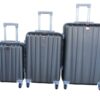 ABS Trolley Luggage Set-Durable, Lightweight, Spinner Wheels - Brown - 3-Piece
