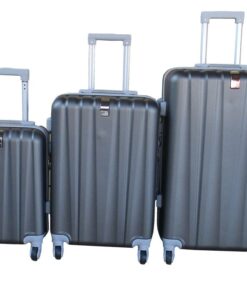 ABS Trolley Luggage Set-Durable, Lightweight, Spinner Wheels - Brown - 3-Piece