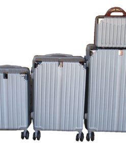 ABS Trolley Luggage Set with Spinner Wheels - 4-Piece - Silver