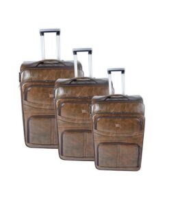 Acesa Classy Luggage Set of 3 PU Leather Travel Suitcase Set - Brown