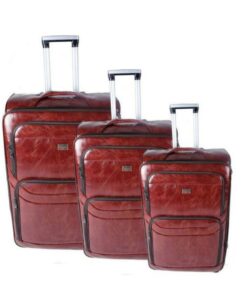 Acesa Classy Luggage Set of 3 PU Leather Travel Suitcase Set - Red