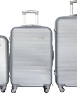 Acesa Quality 3 Piece Hard Outer Shell Luggage Set - Silver