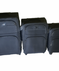 Acesa - Quality 3 Piece Travel Luggage Suitcase Fabric Set - Black
