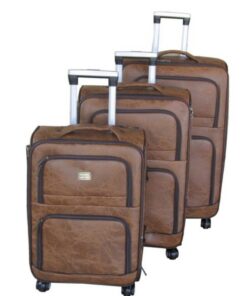 Acesa Quality Luggage Set of 3 PU Leather Travel Suitcase Set - Brown