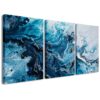 Acrylic Blue White 3 Piece Abstract Canvas Wall Art Deco