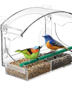 Acrylic Clear Window Bird Feeder with Strong Suction Cups for Outside