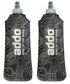Addo Elite Runners Silicone Water Bottle Twin Pack - 450ml - Black