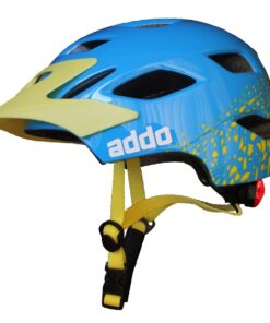 Addo Joytrack Downshell Youth Bicycle Helmet with Rear Light - Blue Yellow