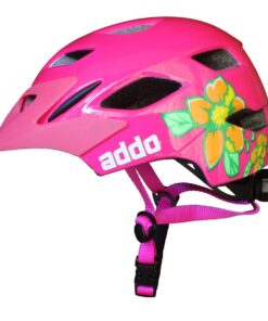 Addo Joytrack Downshell Youth Bicycle Helmet with Rear Light - Pink Blossom
