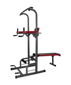 Adjustable All-in-One Pull-Up Bar Tower Dip Station With Foldable Bench Bar
