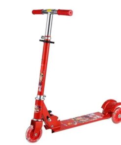 Adjustable Foldable Kick Kids Scooter With 3 PVC Light Wheels - Red