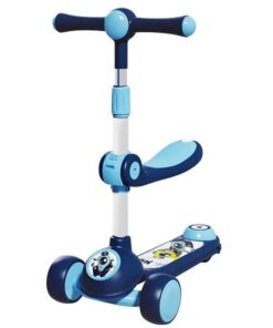 Adjustable Heights Children 2in1 Deck Light Up 3 Wheel Folding Kick Scooter - Navy