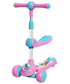 Adjustable Heights Children 2in1 Deck Light Up 3 Wheel Folding Kick Scooter - Pink, Blue