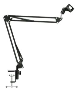 Adjustable Microphone Arm Holder With 360-Degree Rotatable Base - Black