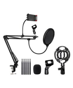 Adjustable Microphone Suspension Arm Stand Kit with Phone Holder