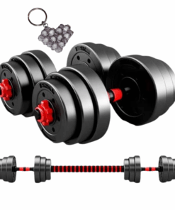 Adjustable Rubber Barbell And Dumbell Weight Set And Handmade Keyholder - 20 kg