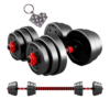 Adjustable Rubber Barbell And Dumbell Weight Set And Handmade Keyholder - 30 kg