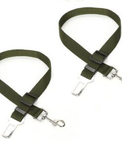 Adjustable Safety Pet Seat Belt - 2 Pack - Army Green