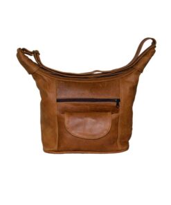 Adjustable Shoulder Straps ladies Handbag Leather - Brown